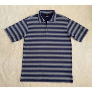 NIKE Dri-Fit UV Protection Men's M Short Sleeve Golf Polo Purple White‎ Stripes
